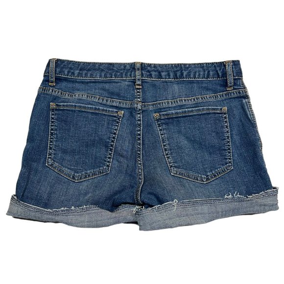 NWT GAP Girls Midi Denim Shorts Sz 16 Medium Wash Rips #533561 - Picture 2 of 6